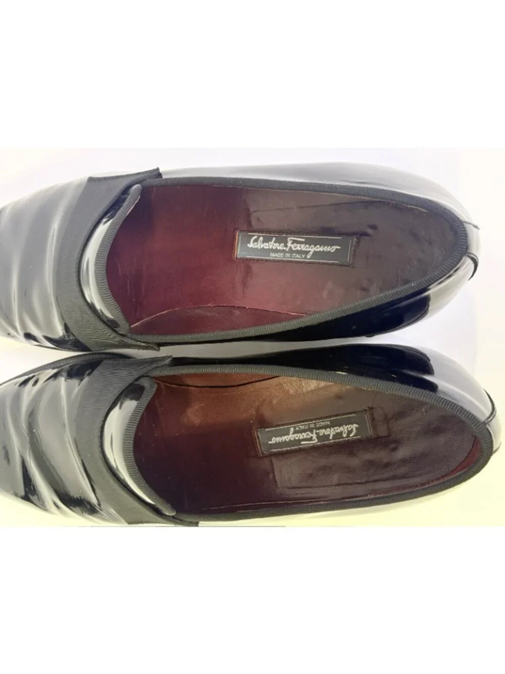 Salvatore Ferragamo Notte Patent Loafers 13 D Black Formal Tuxedo Shoes